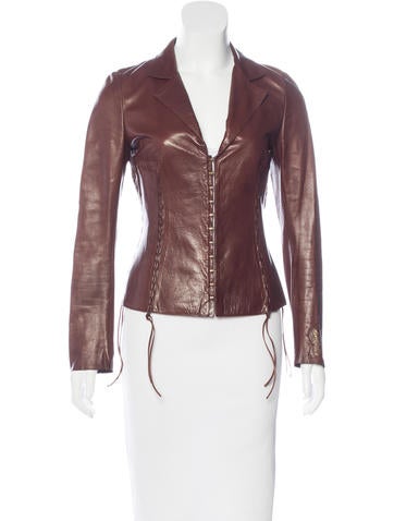 Roberto Cavalli Leather Long Sleeve Jacket