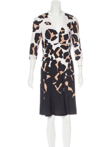 Roberto Cavalli Leopard Print V-Neck Dress