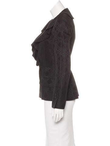 roberto cavalli jacquard ruffle trimmed blazer clothing roberto cavalli jacquard ruffle trimmed blazer clothing