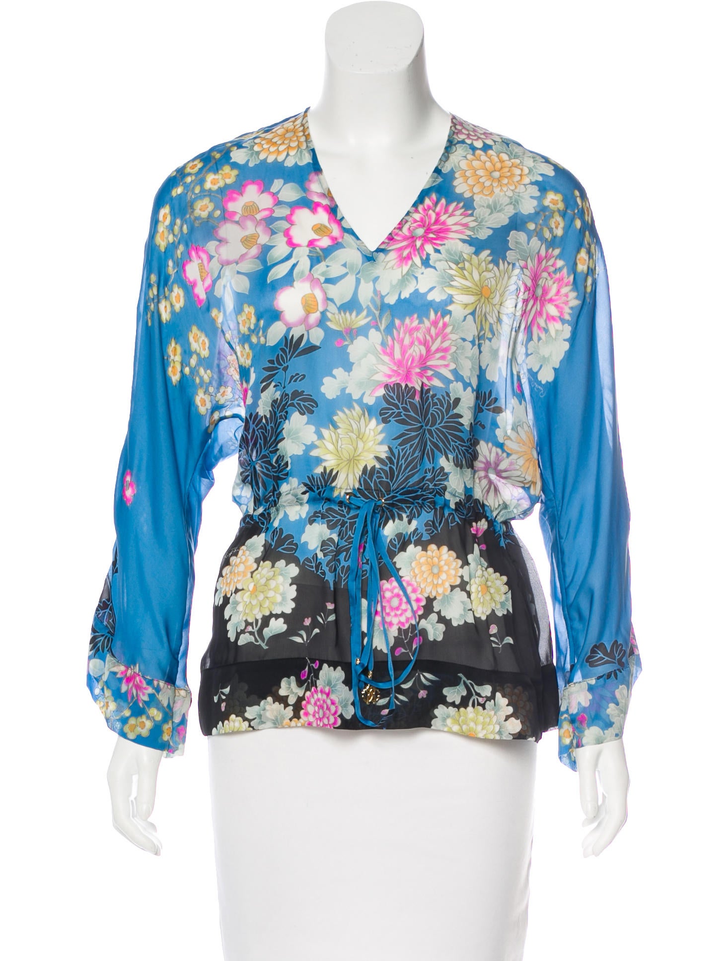 roberto cavalli floral print v neck blouse clothing roberto cavalli floral print v neck blouse clothing