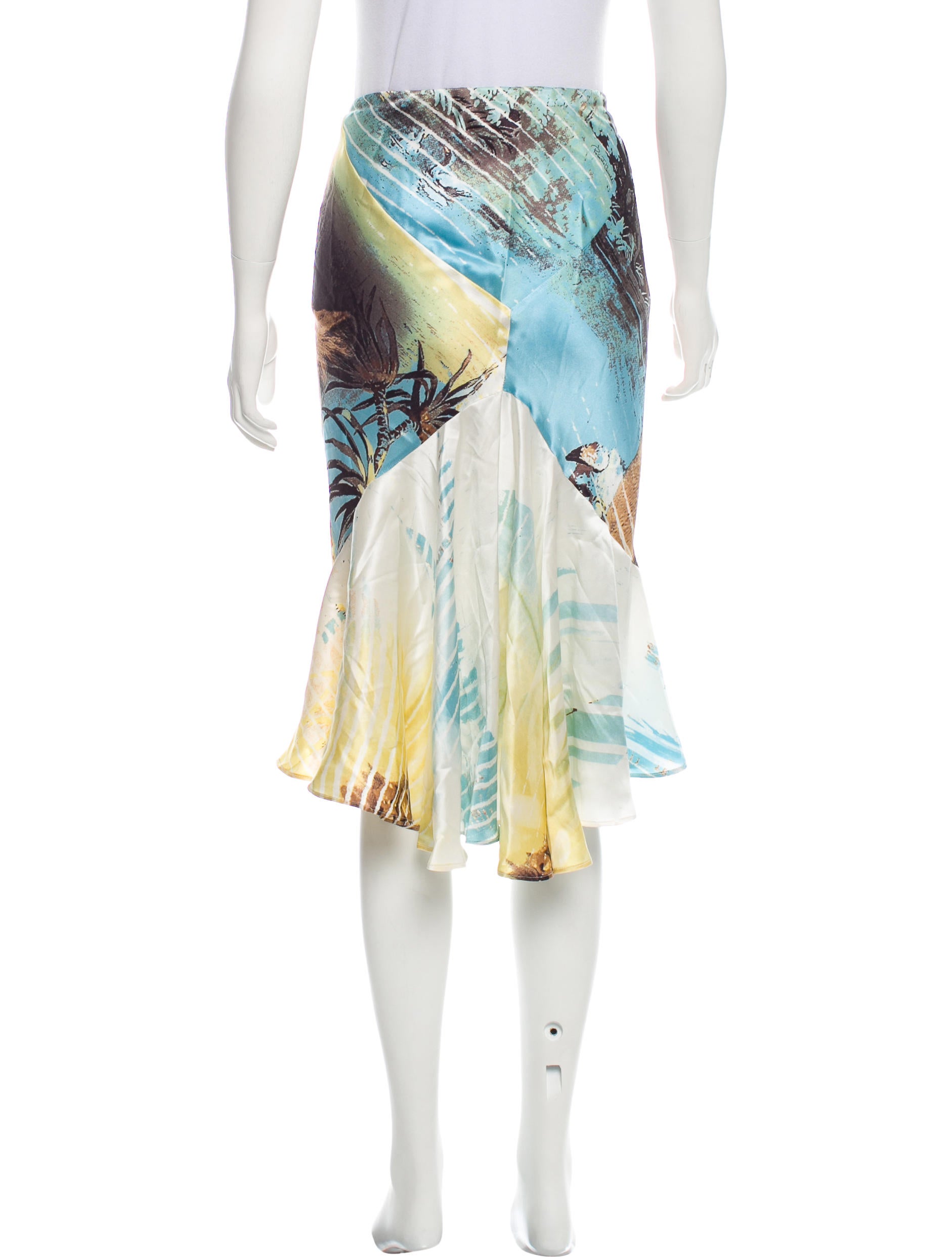 Roberto Cavalli Lion Print Silk Skirt w/ Tags - Neutrals Skirts
