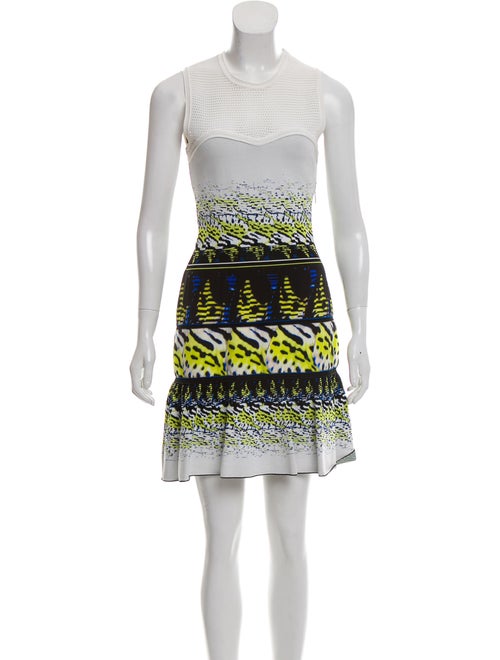Roberto Cavalli Flared Brocade Dress White
