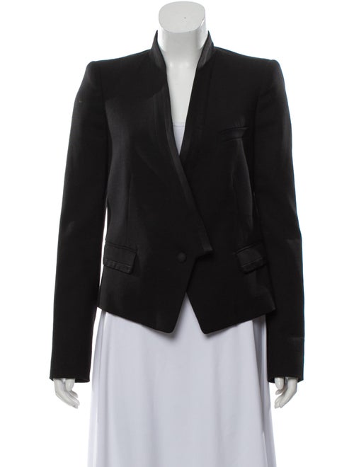 Roberto Cavalli Mohair-Blend Collarless Blazer Bla