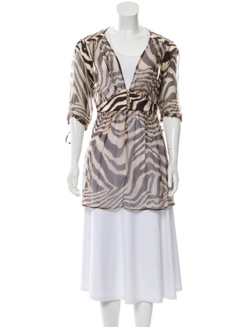 Roberto Cavalli Zebra Print Top Brown