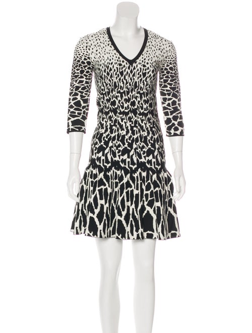 Roberto Cavalli Long Sleeve V-Neck Dress White