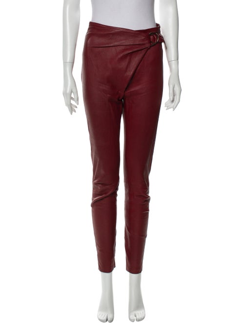 Roberto Cavalli Leather Skinny Leg Pants Red