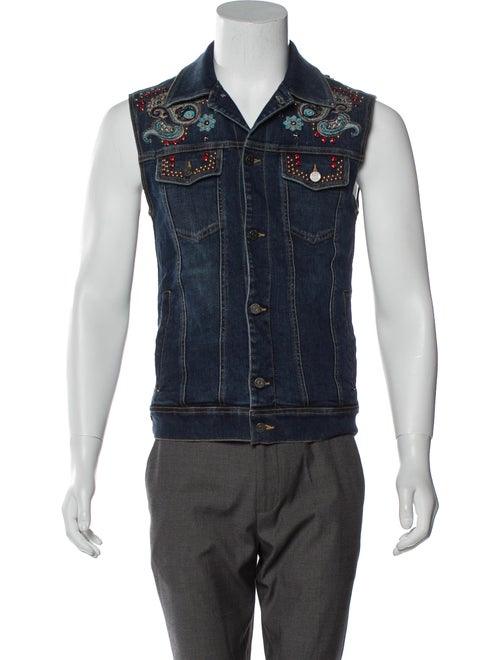 Roberto Cavalli Embellished Denim Vest blue