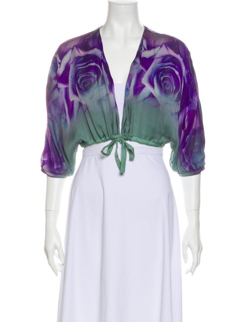 Roberto Cavalli Silk Tie-Dye Print Sweater Green