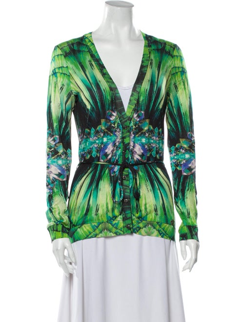 Roberto Cavalli Silk Printed Sweater Green