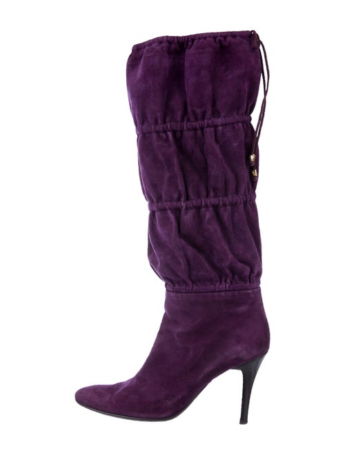 Roberto Cavalli Suede Slouch Boots Purple