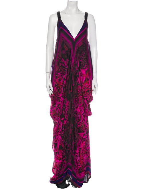 Roberto Cavalli Silk Long Dress Pink