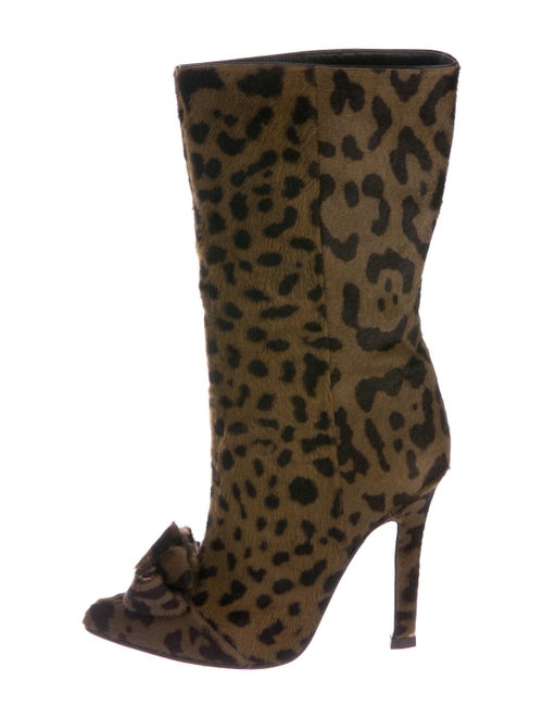 Roberto Cavalli Calf Hair Animal Print Boots Brown