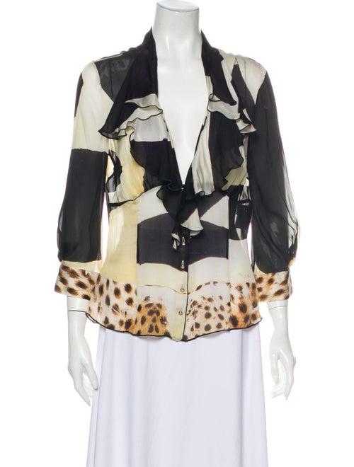 Roberto Cavalli Silk Printed Blouse Black