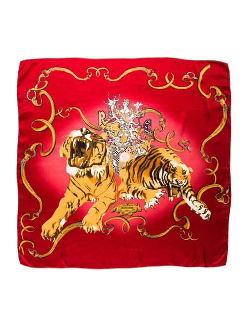 Roberto Cavalli Printed Square Scarf Red