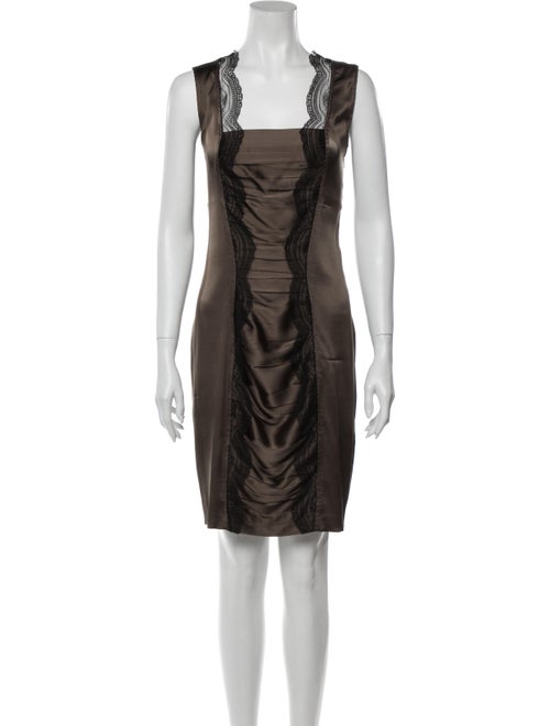 Roberto Cavalli Silk Knee-Length Dress Green