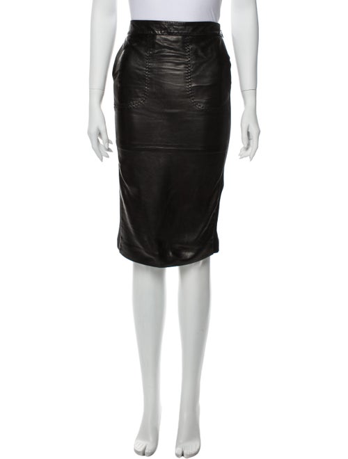 Roberto Cavalli Leather Knee-Length Skirt Black
