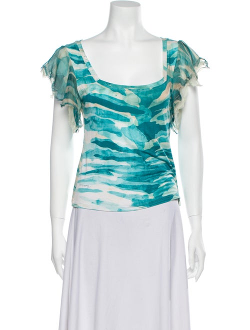 Roberto Cavalli Silk Printed Top Blue