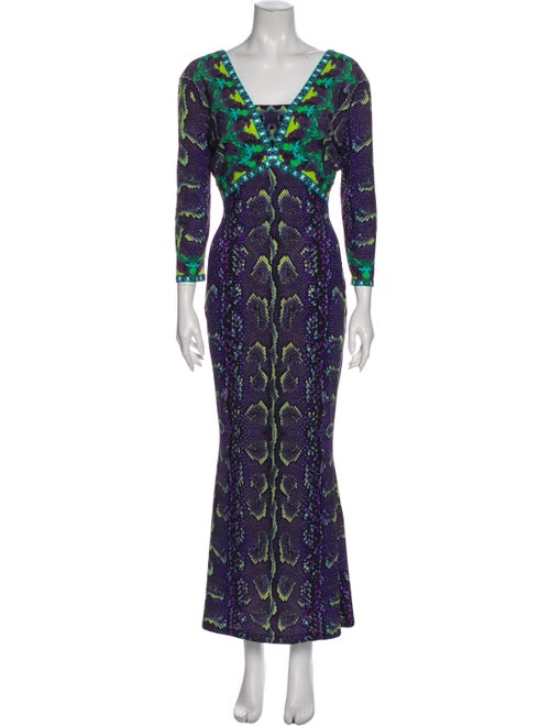 Roberto Cavalli Printed Long Dress Purple