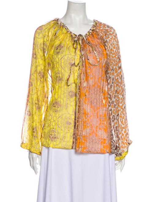 Roberto Cavalli Silk Printed Blouse Orange