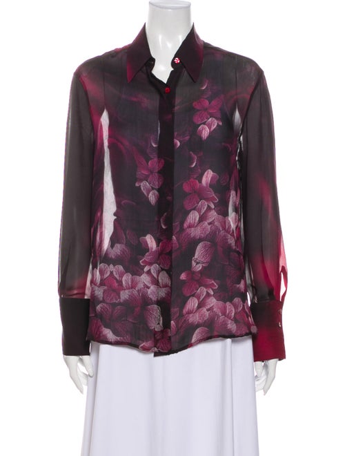 Roberto Cavalli Vintage Silk Button-Up Top Purple