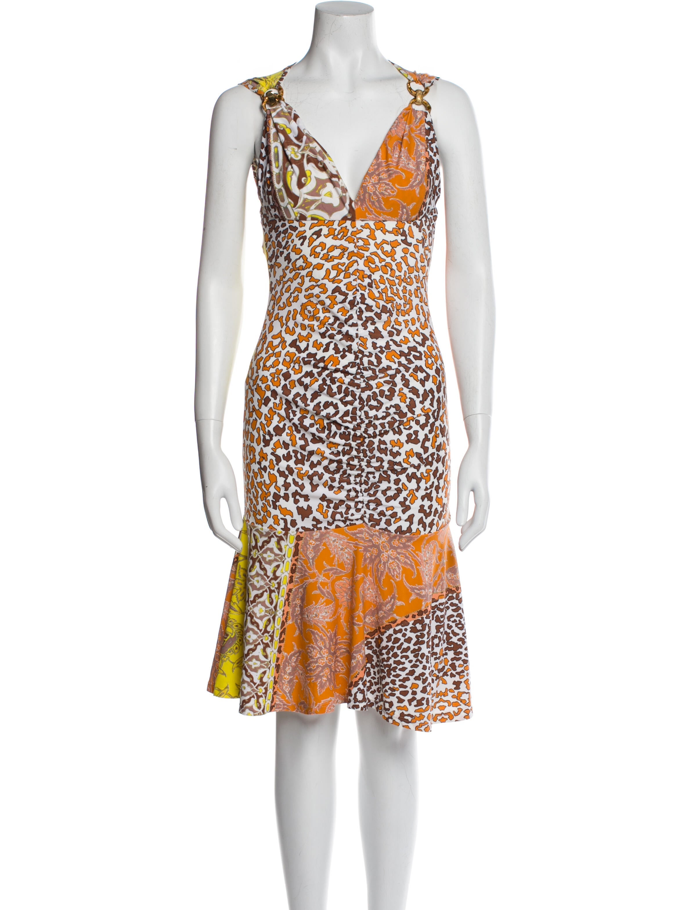 roberto cavalli orange dress