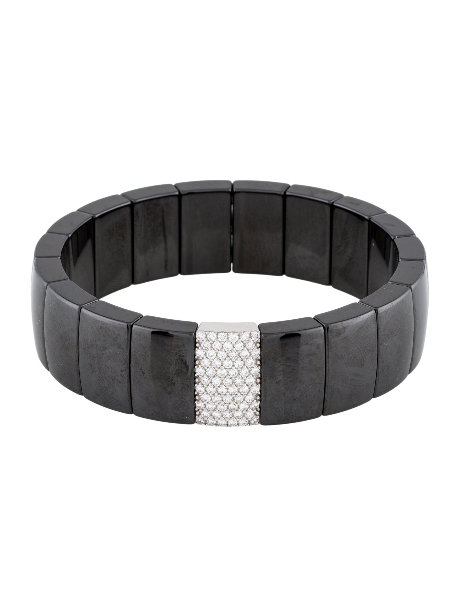 Roberto Demeglio 18K Ceramic & Diamond Rectangular Domino Stretch Bracelet