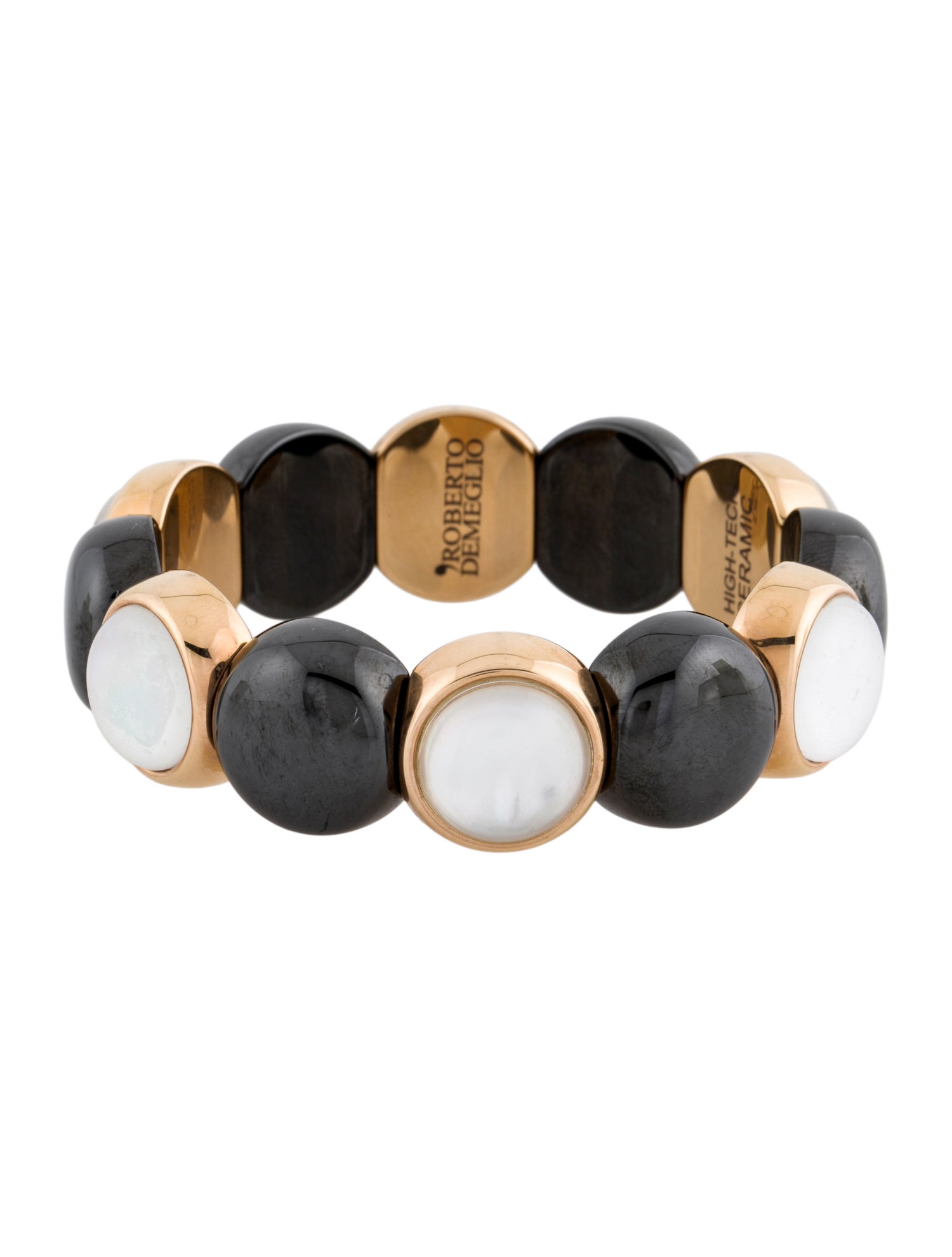 Roberto Demeglio Mother Of Pearl & Ceramic Aura Dama Beaded Stretch Bracelet