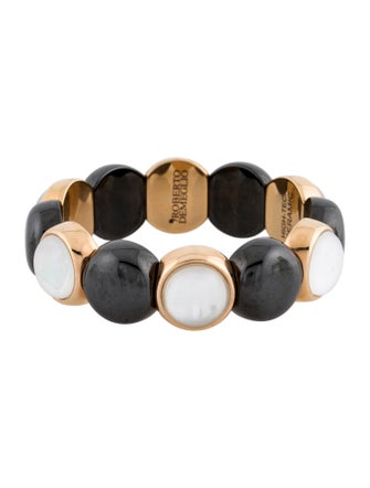 Roberto Demeglio Mother Of Pearl & Ceramic Aura Dama Beaded Stretch Bracelet