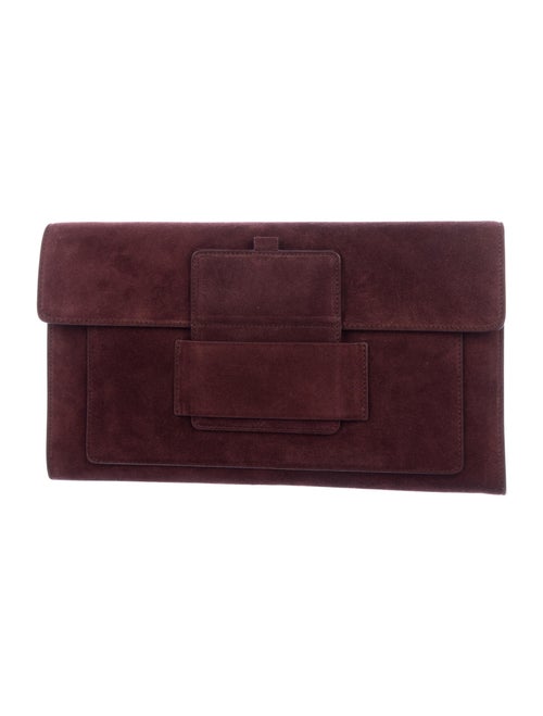 Rochas Suede Flap Clutch Brown
