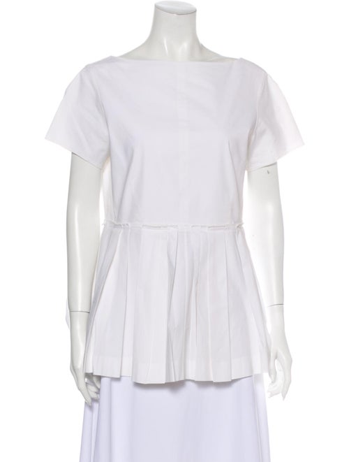 Rochas Bateau Neckline Short Sleeve T-Shirt White