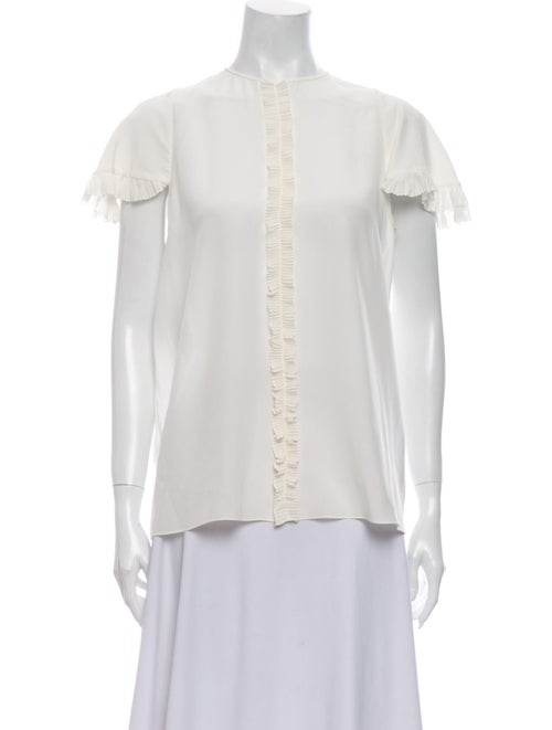Rochas Silk Crew Neck Blouse White