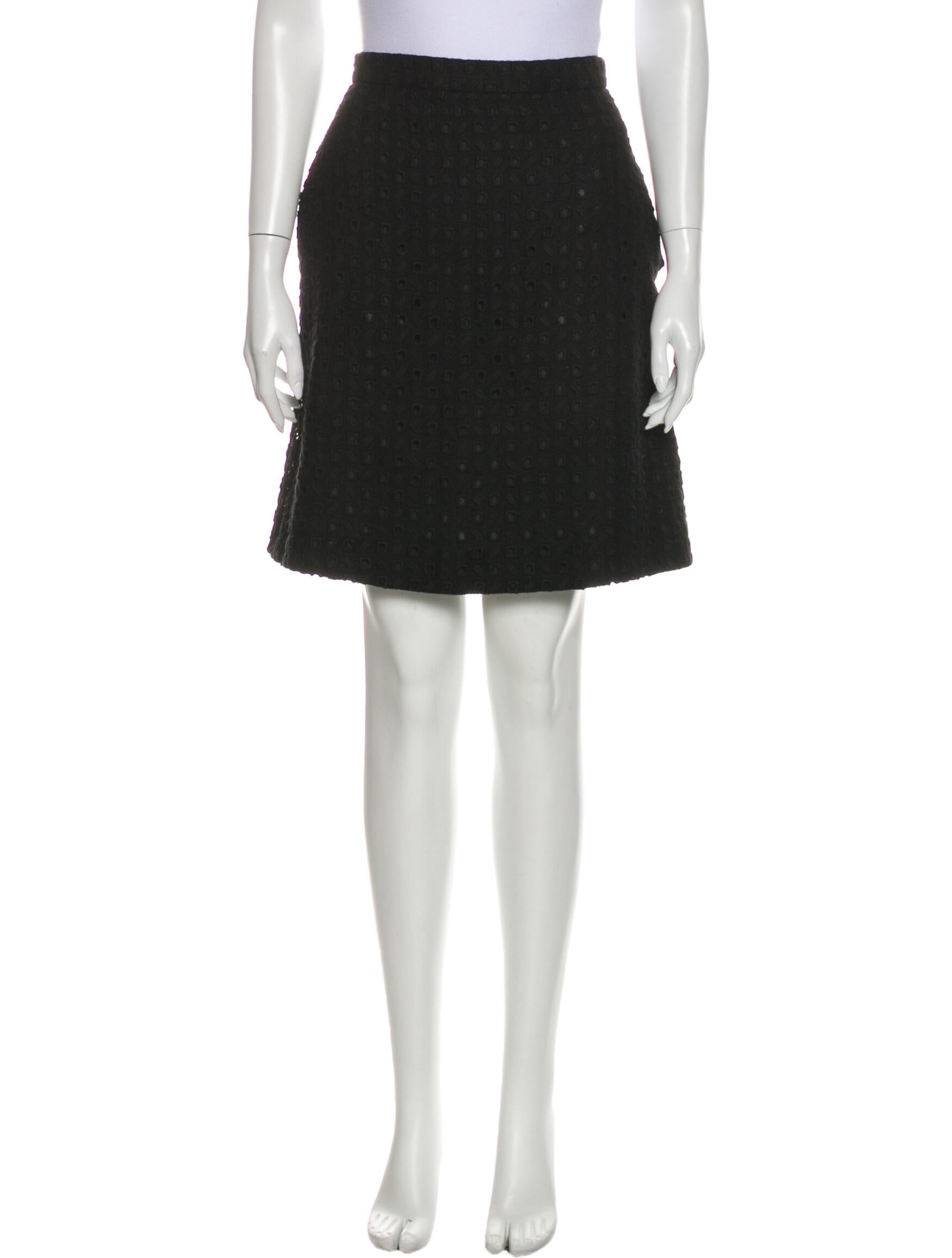 Rochas Eyelet Trim Knee-Length Skirt