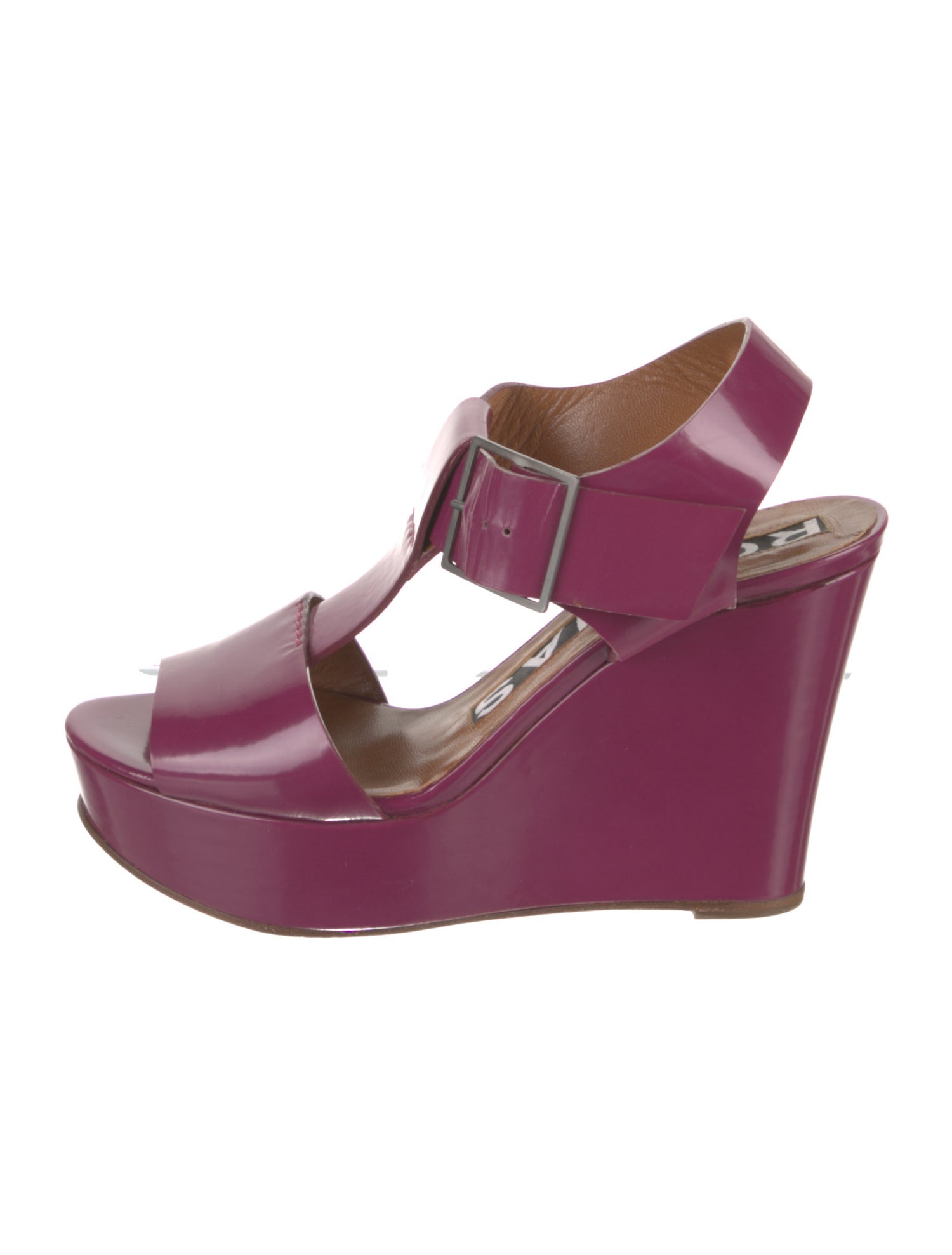 Rochas Patent Leather T-Strap Sandals