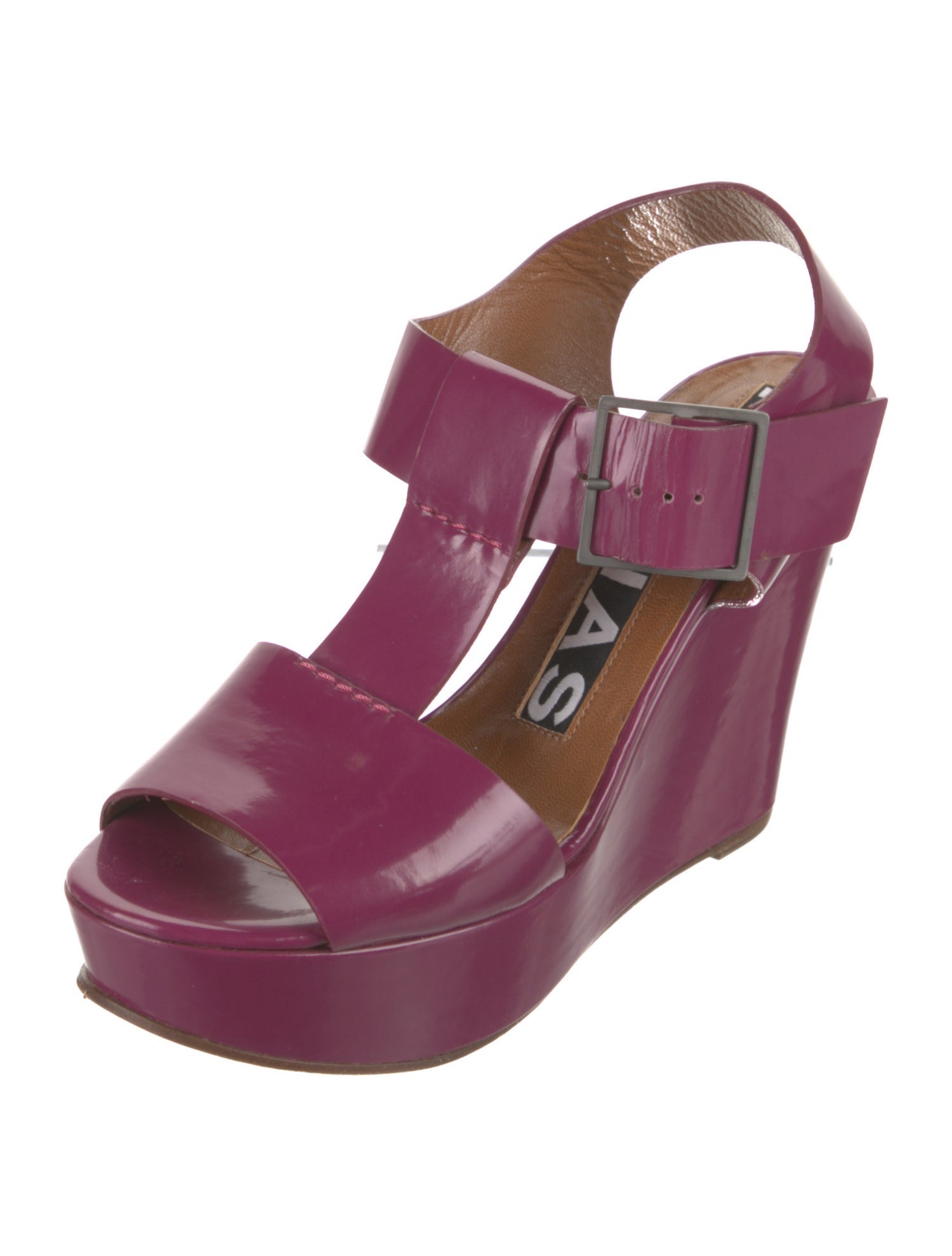 Rochas Patent Leather T-Strap Sandals