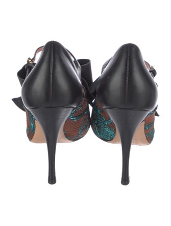 Rochas Leather Printed D'Orsay Pumps