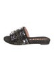 Rochas Leather Crystal Embellishments Slides