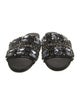 Rochas Leather Crystal Embellishments Slides
