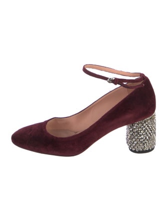 Rochas Suede Crystal Embellishments Pumps