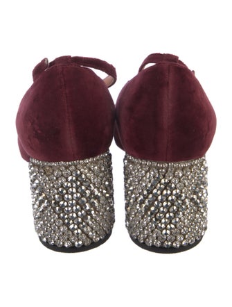 Rochas Suede Crystal Embellishments Pumps