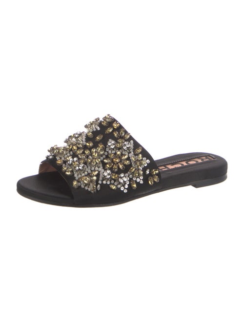 Rochas Satin Crystal Embellishments Slides