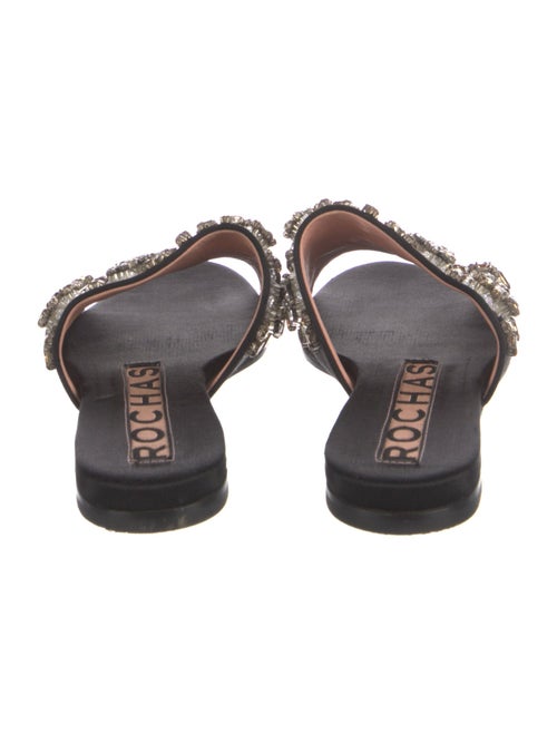 Rochas Satin Crystal Embellishments Slides
