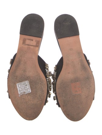 Rochas Satin Crystal Embellishments Slides