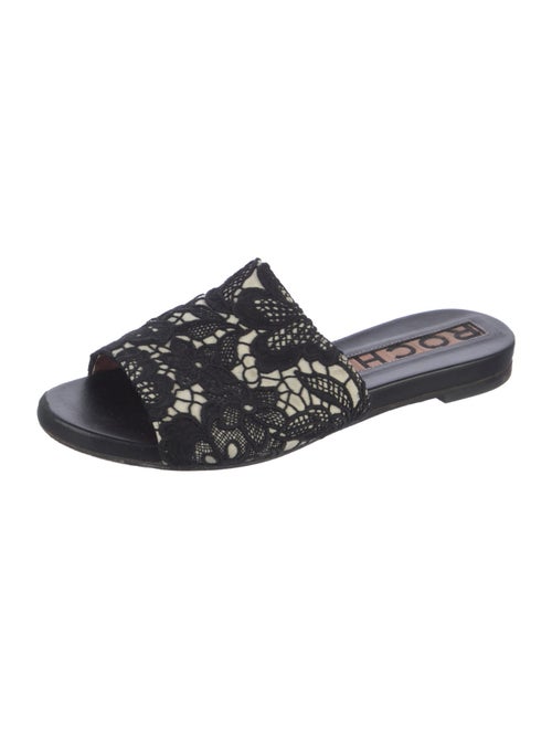 Rochas Lace Pattern Crochet Trim Slides