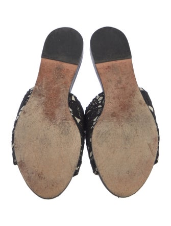 Rochas Lace Pattern Crochet Trim Slides