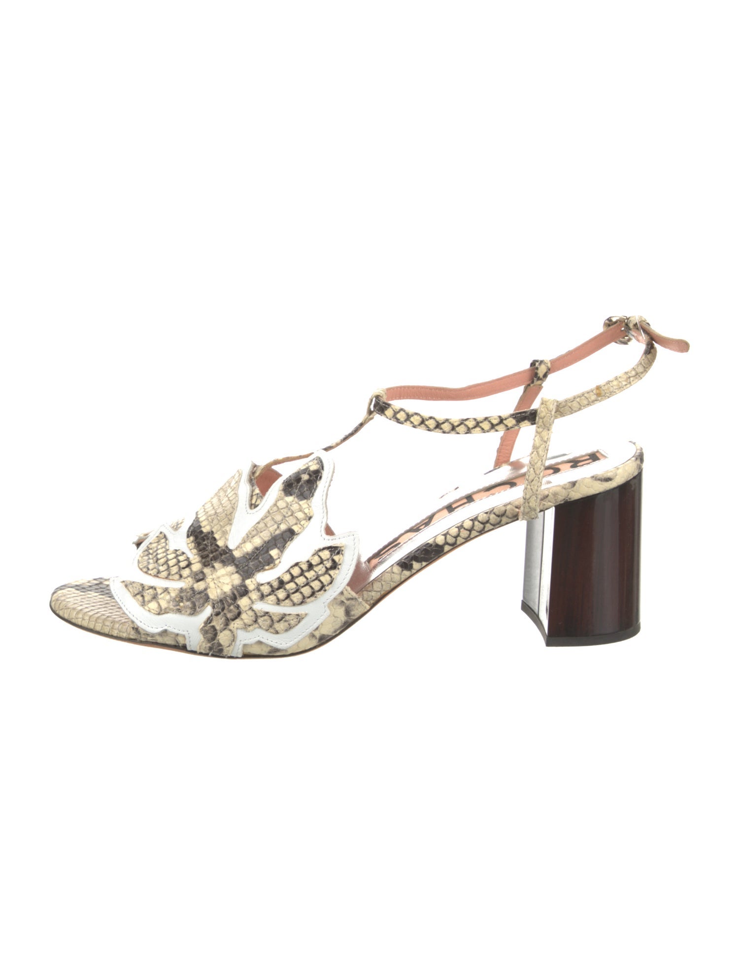 Rochas Snakeskin Animal Print Sandals