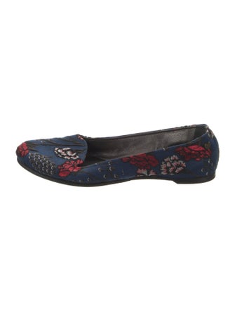 Rochas Floral Print Embroidered Accent Flats