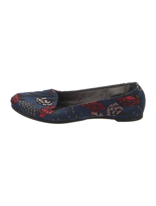 Rochas Floral Print Embroidered Accent Flats