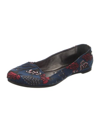 Rochas Floral Print Embroidered Accent Flats