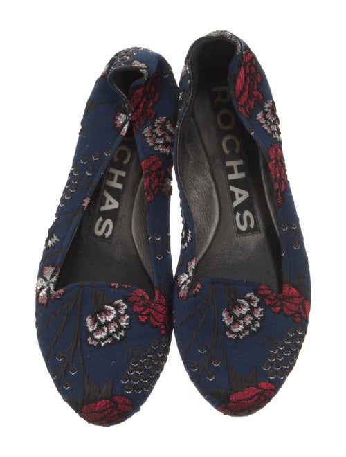 Rochas Floral Print Embroidered Accent Flats