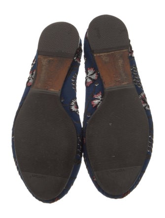 Rochas Floral Print Embroidered Accent Flats